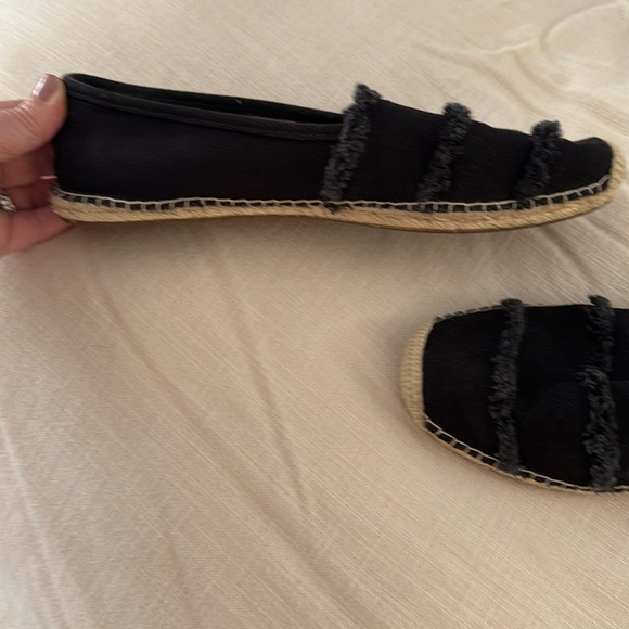 Michael Kors black espadrille flats. Black canvas with frayed fabric detail. - Picture 8 of 9